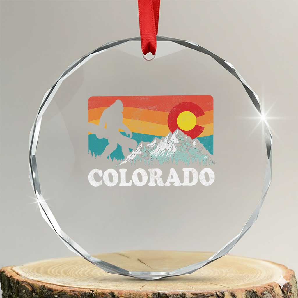 Funny Colorado Snowboarding Bigfoot Mountain Winter Sport Crystal Glass Ornament TS11 Transparent Glass 3'' Circle Print Your Wear