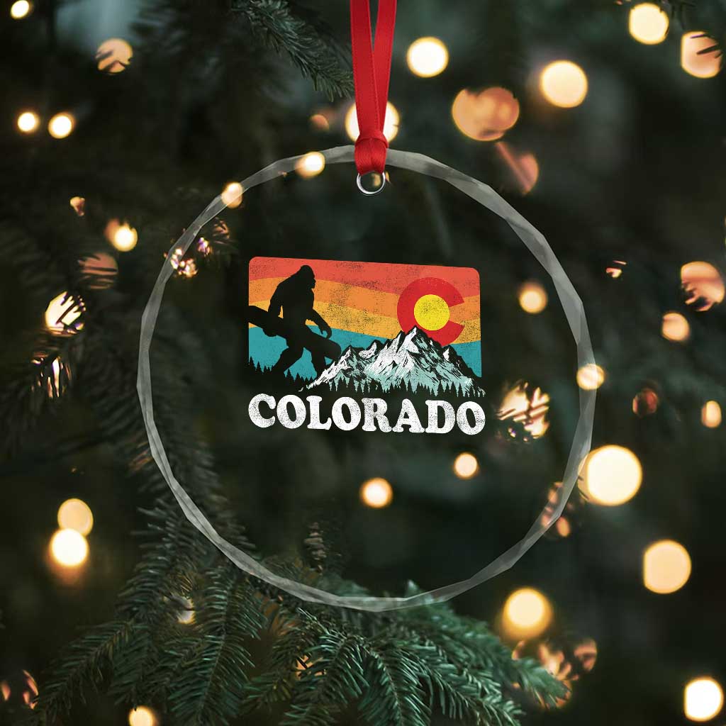 Funny Colorado Snowboarding Bigfoot Mountain Winter Sport Crystal Glass Ornament TS11 Print Your Wear