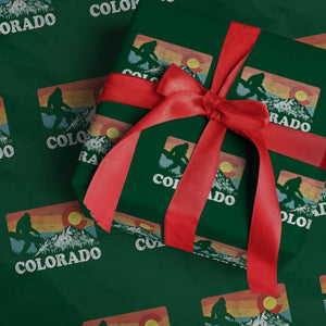 Funny Colorado Snowboarding Bigfoot Mountain Winter Sport Wrapping Paper Roll TS11 Green Print Your Wear