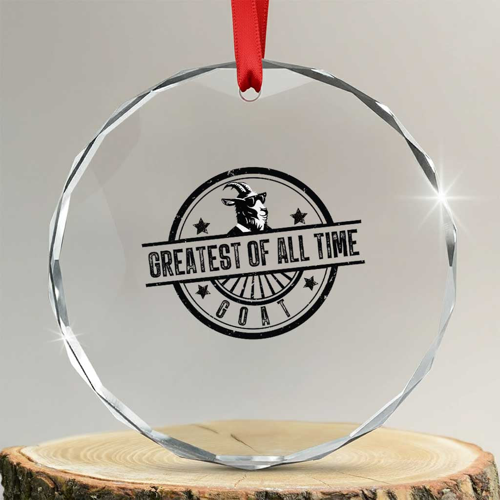 Funny Cool Goat With Sunglasses Crystal Glass Ornament Animal Lover Farm Gift TS12 Transparent Glass 3'' Circle Print Your Wear