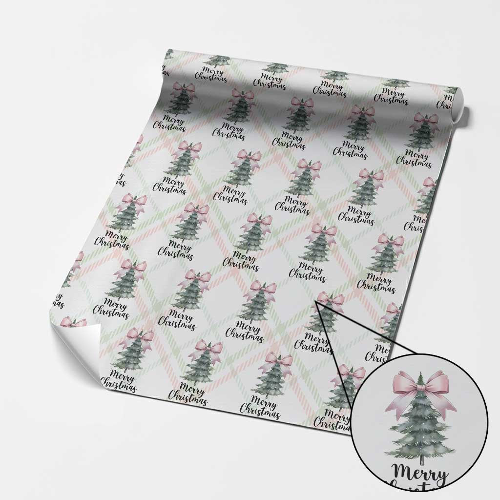 Funny Coquette Merry Christmas Wrapping Paper Roll Pink Bow Xmas Tree TS11 Christmas Plaid Print Your Wear
