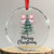 Funny Coquette Merry Xmas Crystal Glass Ornament Pink Bow Xmas Tree TS11 Transparent Glass 3'' Circle Print Your Wear