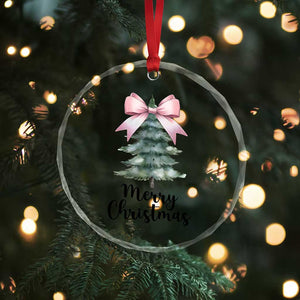 Funny Coquette Merry Xmas Crystal Glass Ornament Pink Bow Xmas Tree TS11 Print Your Wear