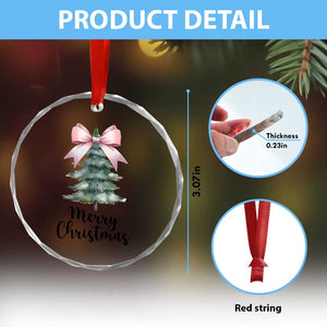 Funny Coquette Merry Xmas Crystal Glass Ornament Pink Bow Xmas Tree TS11 Print Your Wear