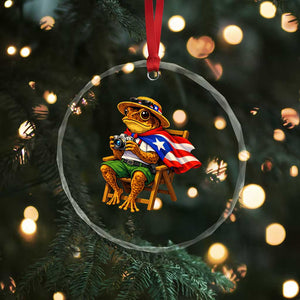 Funny Coqui Frog Puerto Rico Flag Crystal Glass Ornament Puerto Rican Taino Boricua Hispanic TS10 Print Your Wear