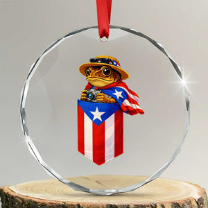 Funny Coqui Frog Puerto Rico Flag Crystal Glass Ornament Puerto Rican Taino Buricua Borinquen TS10 Transparent Glass 3'' Circle Print Your Wear