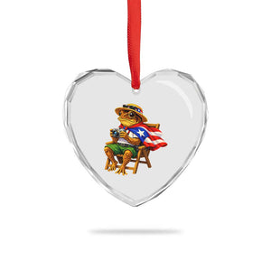Funny Coqui Frog Puerto Rico Flag Heart Crystal Glass Ornament Puerto Rican Taino Boricua Hispanic TS10 Print Your Wear