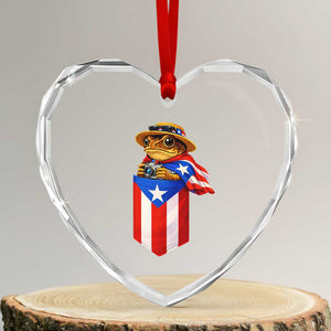 Funny Coqui Frog Puerto Rico Flag Heart Crystal Glass Ornament Puerto Rican Taino Buricua Borinquen TS10 Transparent Glass 3'' Heart Print Your Wear