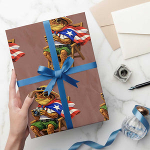Funny Coqui Frog Puerto Rico Flag Wrapping Paper Roll Puerto Rican Taino Boricua Hispanic TS10 Mocha Print Your Wear