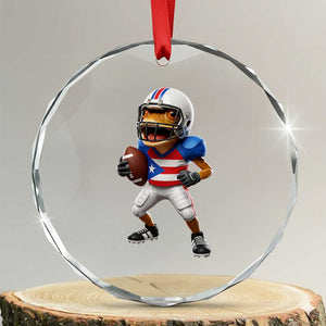 Funny Coqui Frog Puerto Rico Playing Football Crystal Glass Ornament Boricua Game Day TS11 Transparent Glass 3'' Circle Print Your Wear
