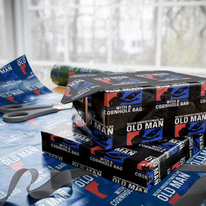 Funny Cornhole Player Wrapping Paper Roll Never Underestimate An Old Man With A Cornhole Bag TS10 Black Print Your Wear