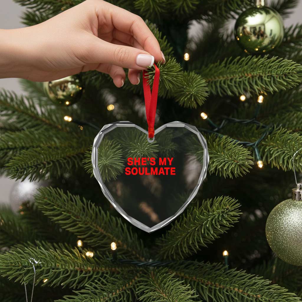 Funny Couple Matching Heart Crystal Glass Ornament She's My Soulmate I Don't Know Him Couples TS10 Print Your Wear