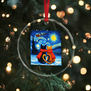 Funny Couples Christmas Crystal Glass Ornament Cats Lover Starry Night TS14 Print Your Wear