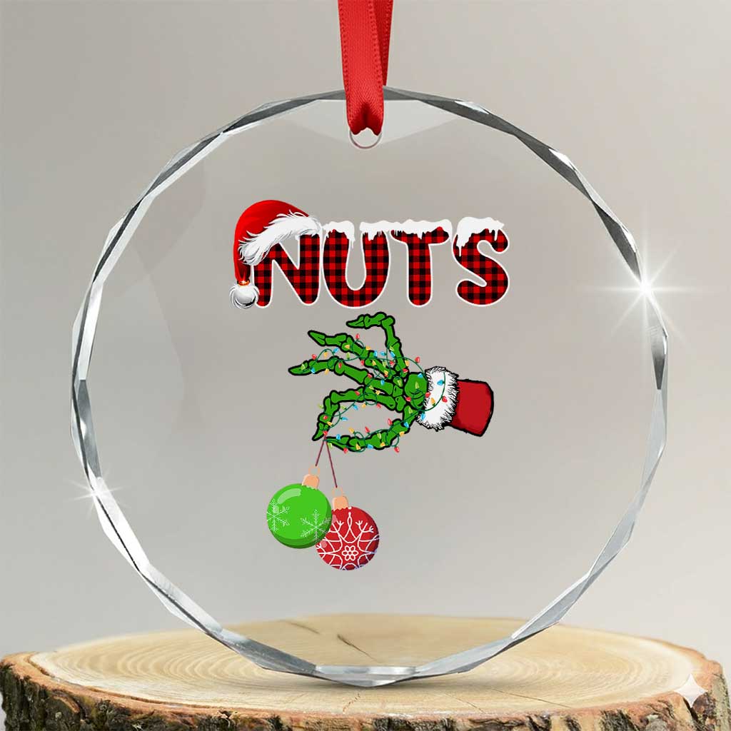Funny Couples Christmas Crystal Glass Ornament Chest And Nuts Matching Holiday Skeleton Hand TS10 Transparent Glass 3'' Circle Print Your Wear