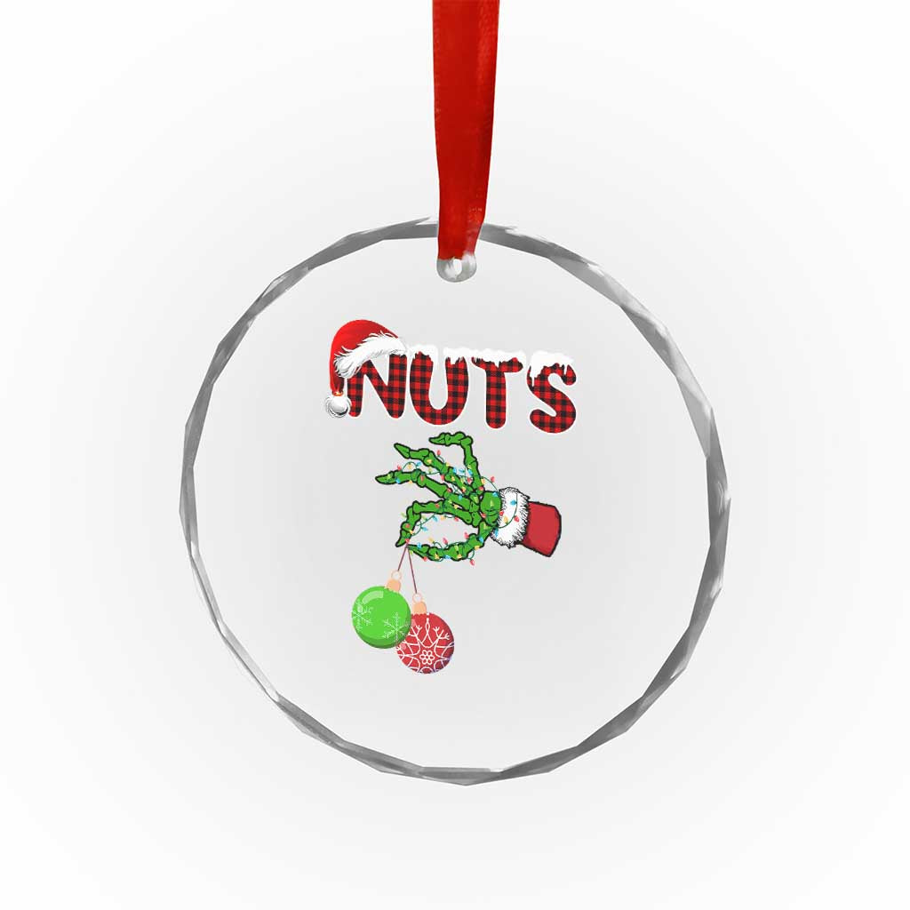 Funny Couples Christmas Crystal Glass Ornament Chest And Nuts Matching Holiday Skeleton Hand TS10 Print Your Wear