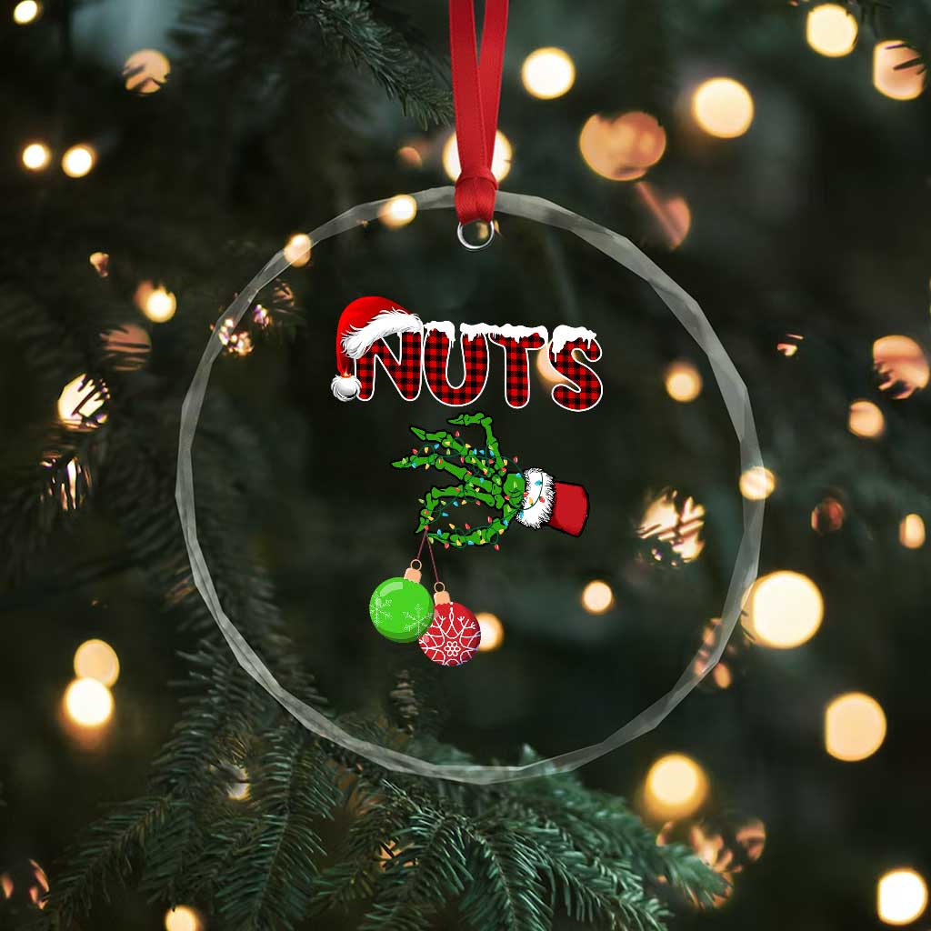 Funny Couples Christmas Crystal Glass Ornament Chest And Nuts Matching Holiday Skeleton Hand TS10 Print Your Wear