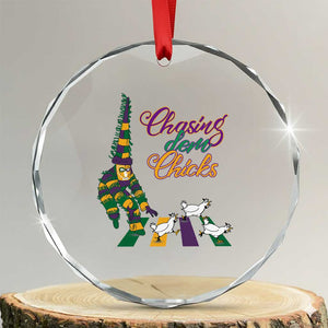 Funny Courir De Mardi Gras Crystal Glass Ornament Chasing Dem Chicks Carnival TS11 Transparent Glass 3'' Circle Print Your Wear