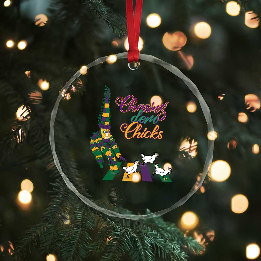 Funny Courir De Mardi Gras Crystal Glass Ornament Chasing Dem Chicks Carnival TS11 Print Your Wear