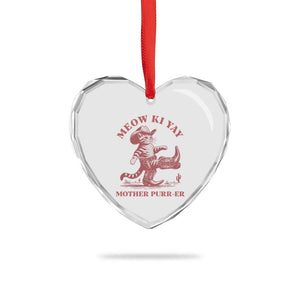 Funny Cowboy Cat Heart Crystal Glass Ornament Western Rodeo Meow Ki Yay Mother Purrer TS14 Print Your Wear
