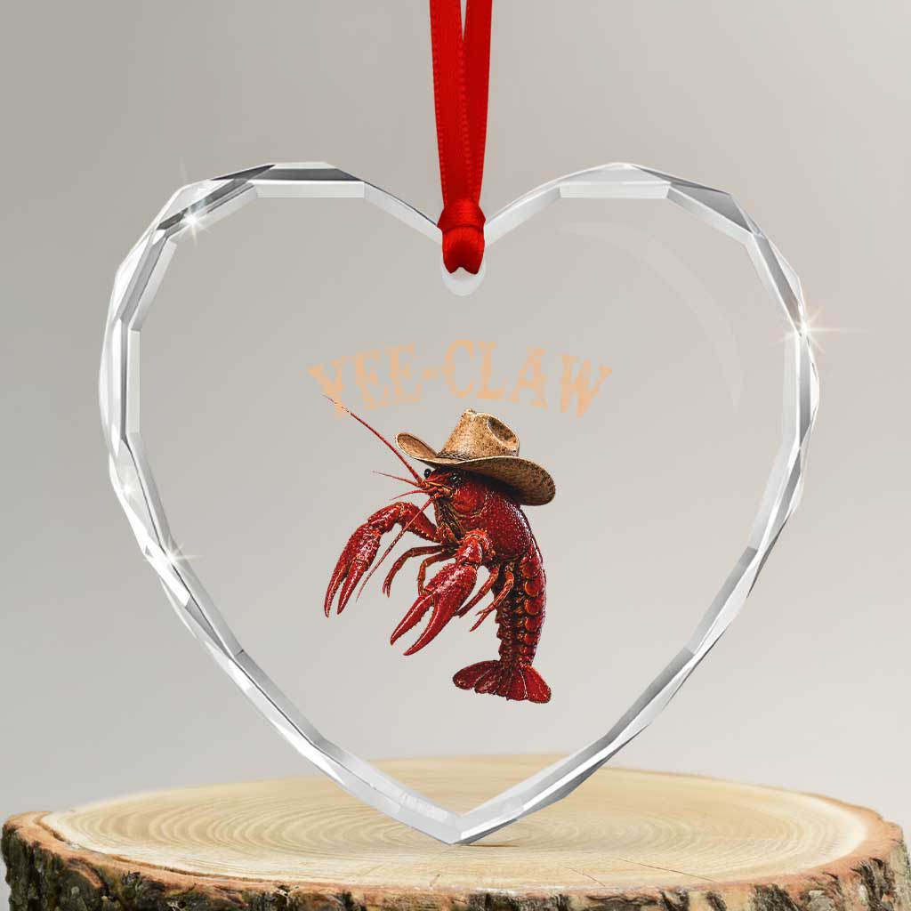 Funny Cowboy Crawfish Heart Crystal Glass Ornament Yee Claw Funny Crawfish Cajun Seafood Festival TS10 Transparent Glass 3'' Heart Print Your Wear