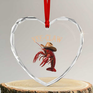 Funny Cowboy Crawfish Heart Crystal Glass Ornament Yee Claw Funny Crawfish Cajun Seafood Festival TS10 Transparent Glass 3'' Heart Print Your Wear