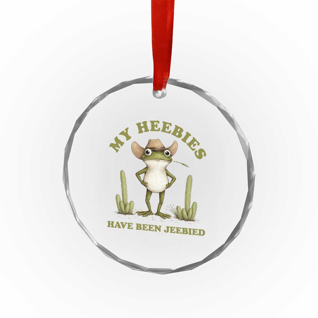 Funny Cowboy Frog Meme Crystal Glass Ornament My Heebies Have Been Jeebied TS14 Print Your Wear