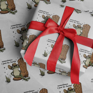 Funny Cowboy Frog Wrapping Paper Roll Sometimes I Just Be Fartin TS14 White Print Your Wear
