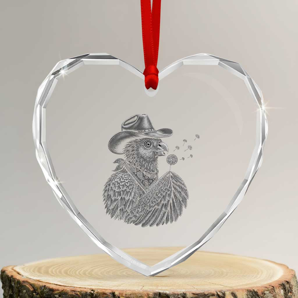 Funny Cowboy Hoatzin Heart Crystal Glass Ornament Blowing Dandelion Western Bird Gift TS12 Transparent Glass 3'' Heart Print Your Wear