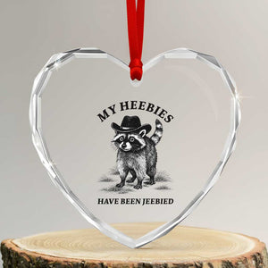 Funny Cowboy Raccoon Meme Heart Crystal Glass Ornament My Heebies Have Been Jeebied TS14 Transparent Glass 3'' Heart Print Your Wear