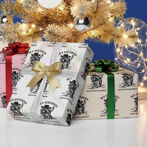 Funny Cowboy Raccoon Meme Wrapping Paper Roll My Heebies Have Been Jeebied TS14 Print Your Wear