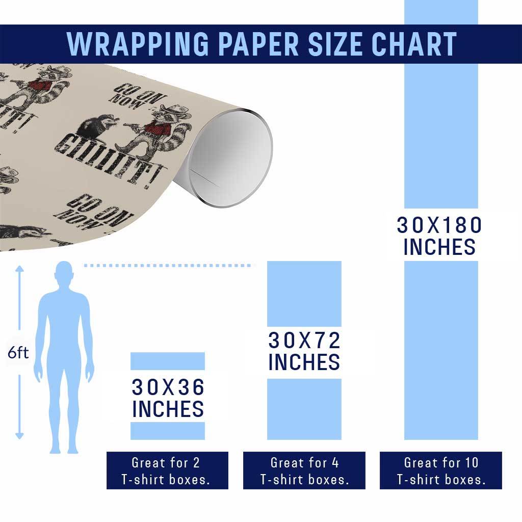 Funny Cowboy Raccoon Opossum Wrapping Paper Roll Go On Now Git TS14 Print Your Wear
