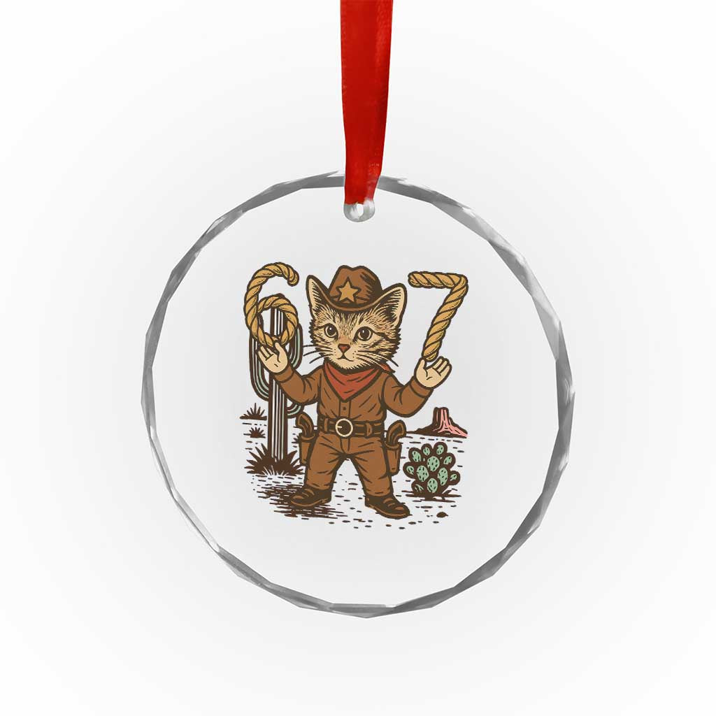 Funny Cowcat Six Seven Meme Crystal Glass Ornament Gen Alpha 67 Trend Gift TS12 Print Your Wear