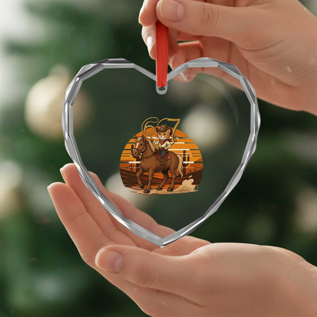 Funny Cowcat Six Seven Meme Heart Crystal Glass Ornament Western 67 Trend Gift TS12 Print Your Wear