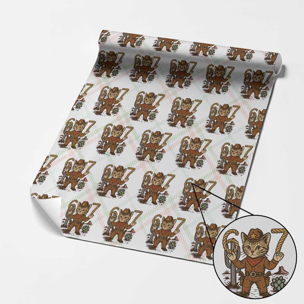 Funny Cowcat Six Seven Meme Wrapping Paper Roll Gen Alpha 67 Trend Gift TS12 Christmas Plaid Print Your Wear