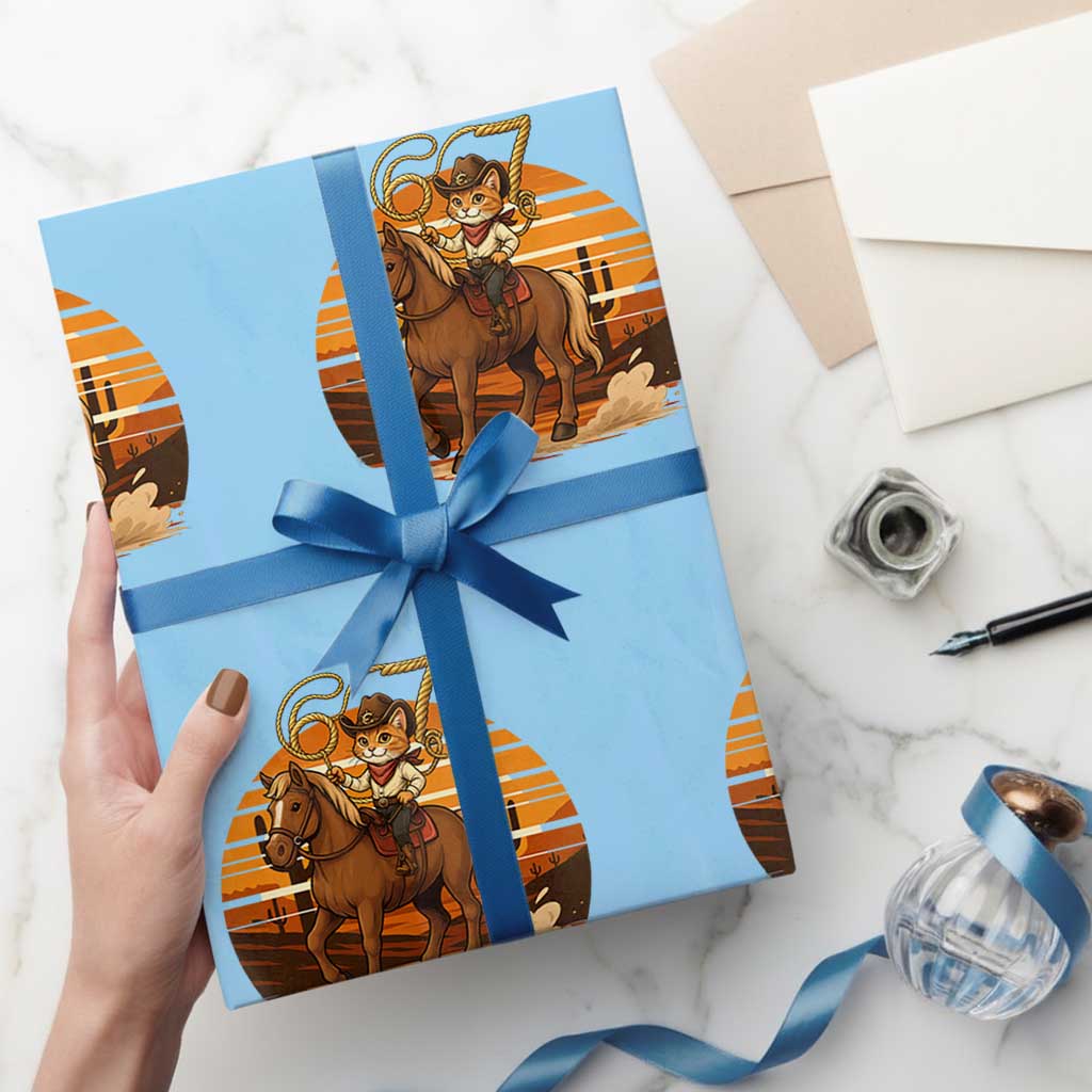 Funny Cowcat Six Seven Meme Wrapping Paper Roll Western 67 Trend Gift TS12 Light Blue Print Your Wear
