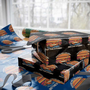 Funny Crab Meme Y2K Wrapping Paper Roll Make Me Crabby Get The Stabby TS14 Black Print Your Wear