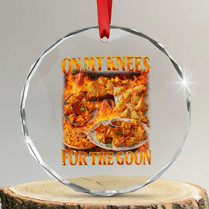 Funny Crab Rangoon Meme Crystal Glass Ornament Vintage 90s Style On My Knees Bootleg Graphic TS10 Transparent Glass 3'' Circle Print Your Wear