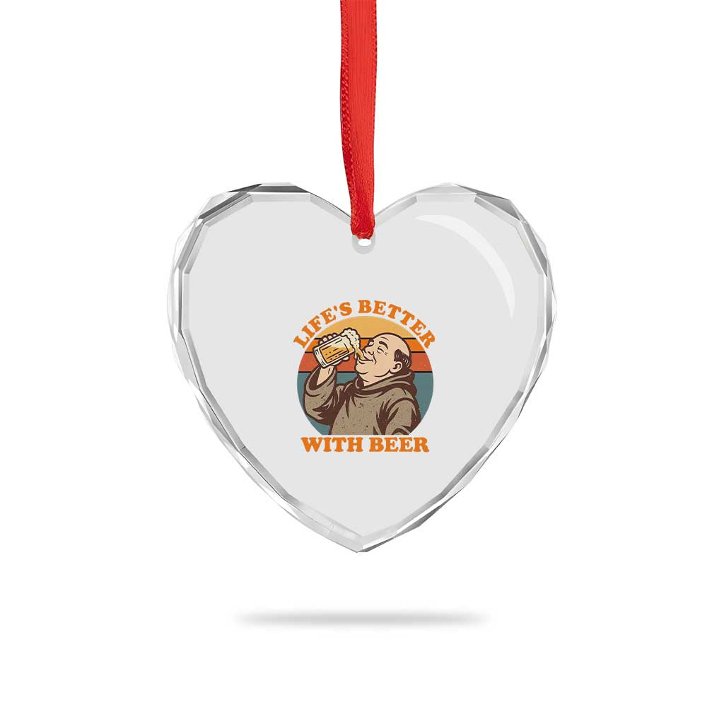 Funny Craft Beer Drinker Monks Heart Crystal Glass Ornament Lifes Better With Beer