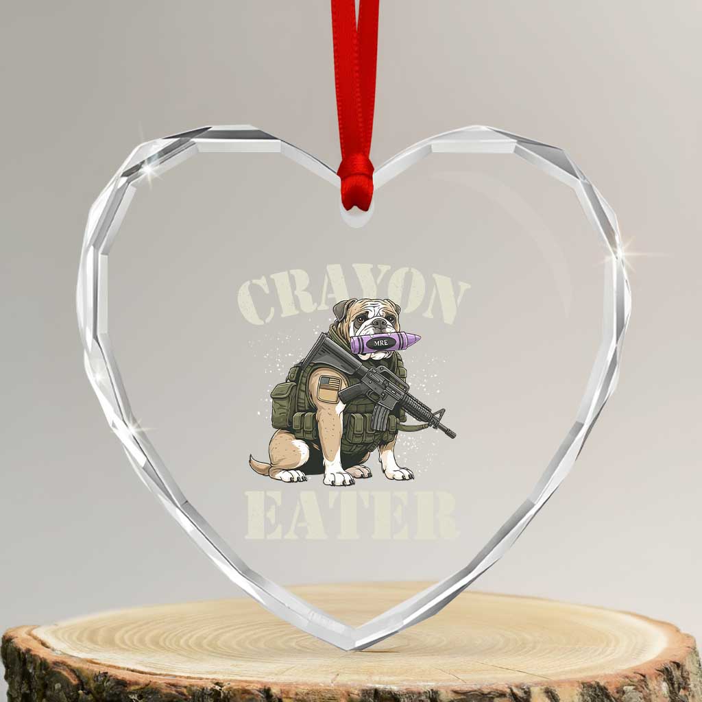 Funny Crayon Eater Heart Crystal Glass Ornament Military Corps Proud Marine Soldier TS11 Transparent Glass 3'' Heart Print Your Wear