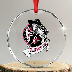 Funny Crazy Darts Lady Crystal Glass Ornament Coolest Girls Play Darts TS12 Transparent Glass 3'' Circle Print Your Wear