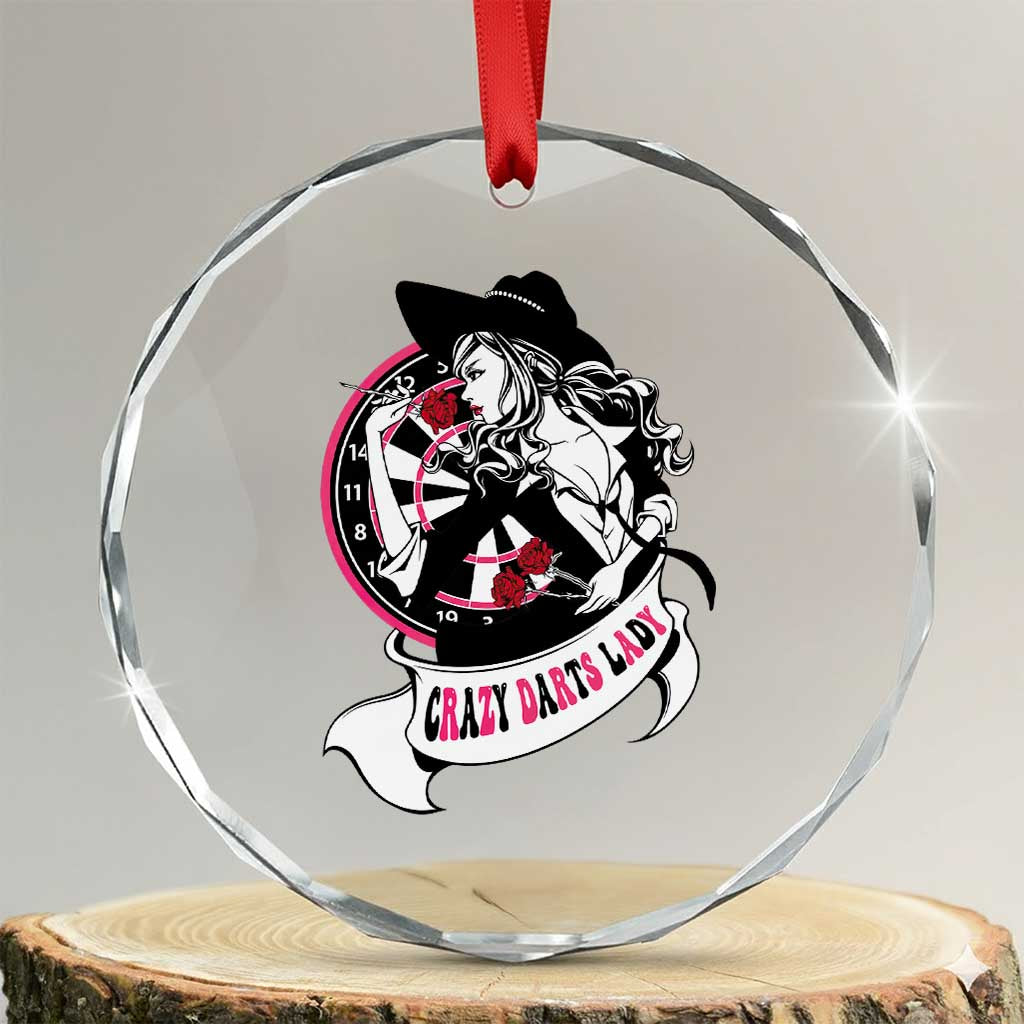 Funny Crazy Darts Lady Crystal Glass Ornament Coolest Girls Play Darts TS12 Transparent Glass 3'' Circle Print Your Wear