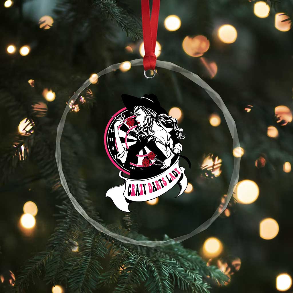 Funny Crazy Darts Lady Crystal Glass Ornament Coolest Girls Play Darts TS12 Print Your Wear