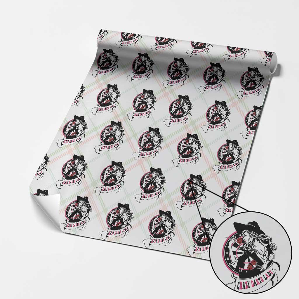 Funny Crazy Darts Lady Wrapping Paper Roll Coolest Girls Play Darts TS12 Christmas Plaid Print Your Wear