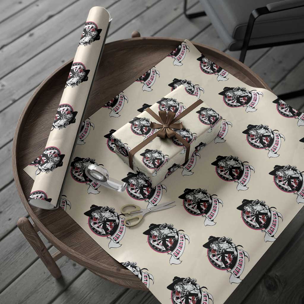 Funny Crazy Darts Lady Wrapping Paper Roll Coolest Girls Play Darts TS12 Beige Print Your Wear