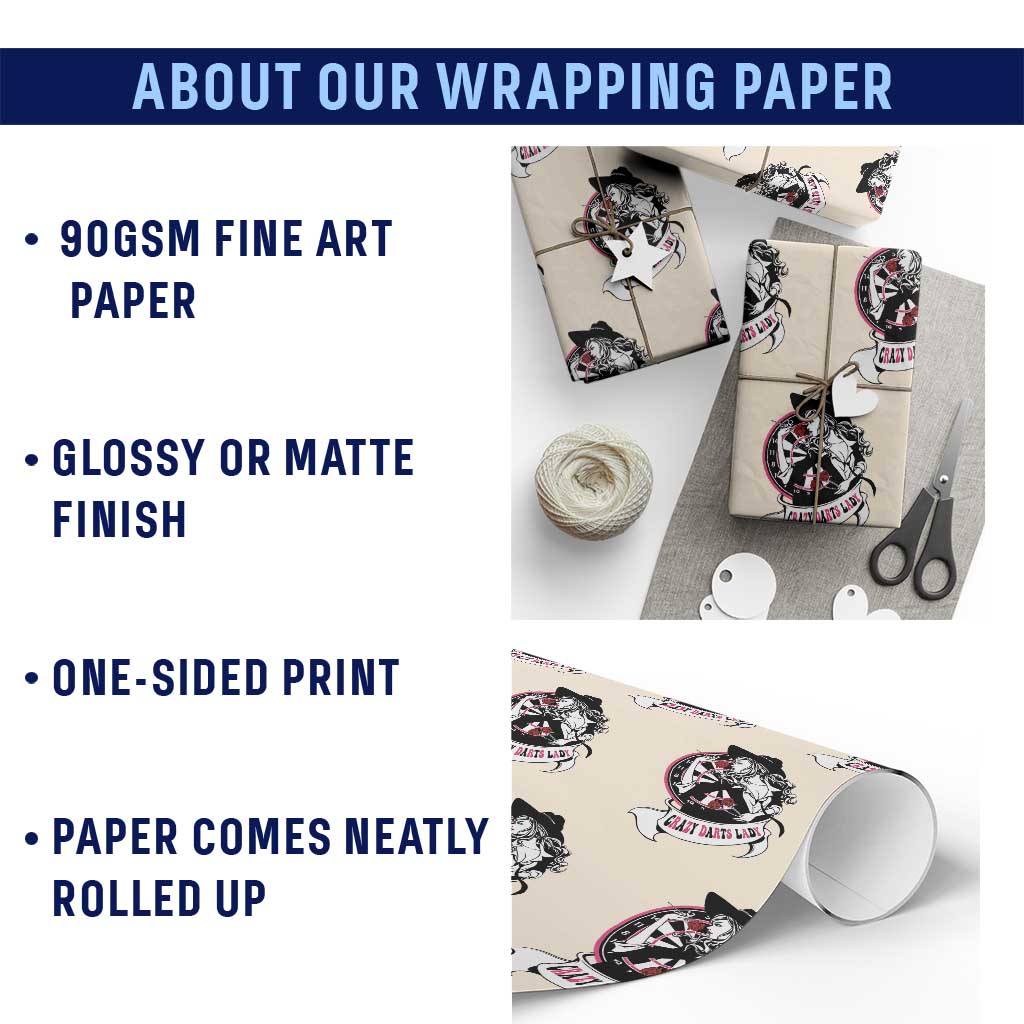 Funny Crazy Darts Lady Wrapping Paper Roll Coolest Girls Play Darts TS12 Print Your Wear