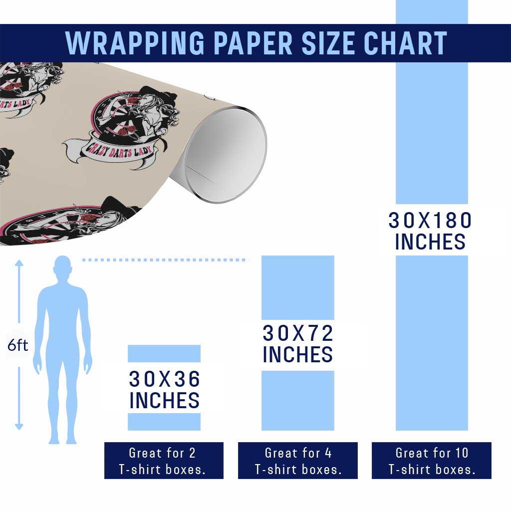 Funny Crazy Darts Lady Wrapping Paper Roll Coolest Girls Play Darts TS12 Print Your Wear