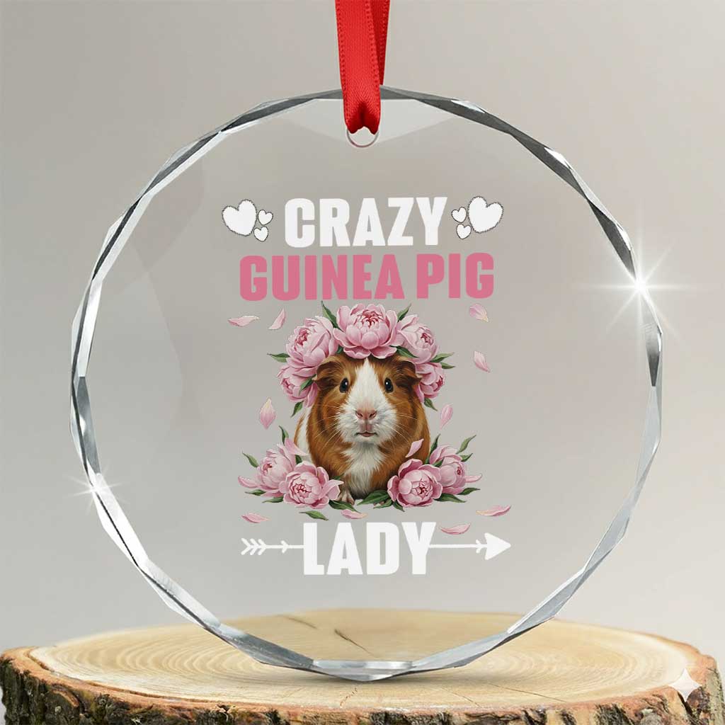 Funny Crazy Guinea Pig Lady Crystal Glass Ornament Cavy Mom Gift TS12 Transparent Glass 3'' Circle Print Your Wear
