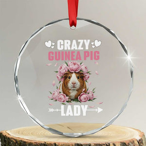 Funny Crazy Guinea Pig Lady Crystal Glass Ornament Cavy Mom Gift TS12 Transparent Glass 3'' Circle Print Your Wear