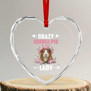 Funny Crazy Guinea Pig Lady Heart Crystal Glass Ornament Cavy Mom Gift TS12 Transparent Glass 3'' Heart Print Your Wear