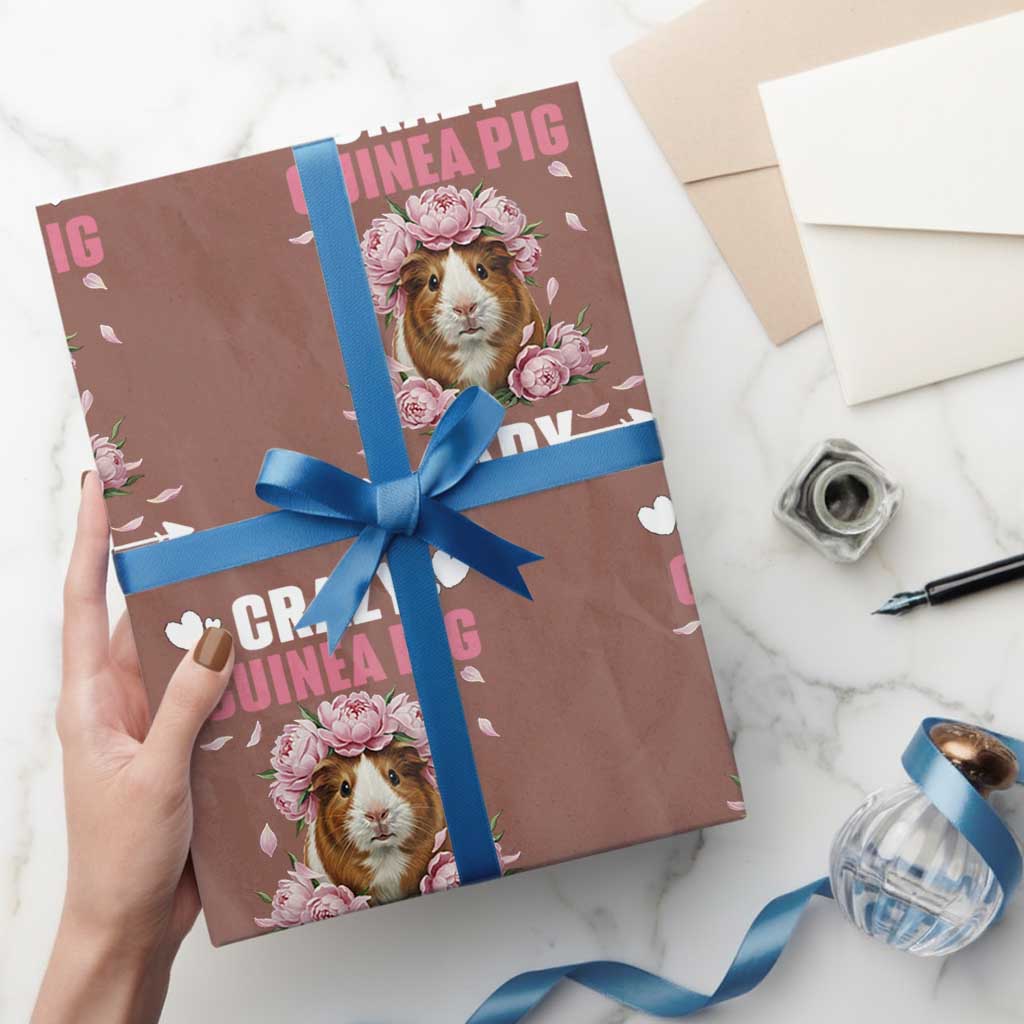 Funny Crazy Guinea Pig Lady Wrapping Paper Roll Cavy Mom Gift TS12 Mocha Print Your Wear